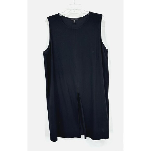 EILEEN FISHER shirt top tank tunic sleeveless knit stretch lightweight black XL - Picture 2 of 7